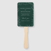 エメラルドグリーンモダンエレガントなウェディングプログラム ハンドファン (正面)