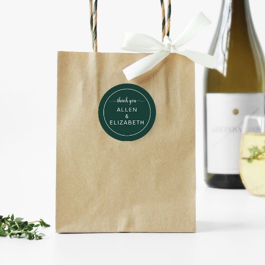 エメラルドグリーンモダンサンキューカード結婚式の引き出物 ラウンドシール