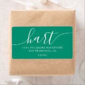 エメラルドグリーンモダンスクリプトファミリー差出人住所 ラベル (インサイチュ)