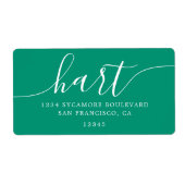 エメラルドグリーンモダンスクリプトファミリー差出人住所 ラベル (正面)