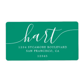 エメラルドグリーンモダンスクリプトファミリー差出人住所 ラベル