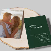 エメラルドグリーンモダンスシンプルト写真結婚の写真 招待状
