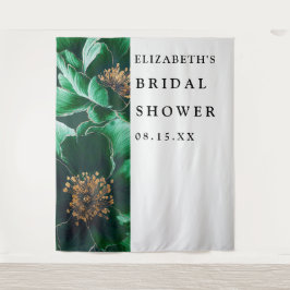 エメラルドグリーンモダンフローラブライダルシャワー背景 タペストリー