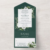 エメラルドグリーンモダンボタニカル結婚フローラ オールインワン招待状 (内側)