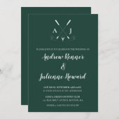 エメラルドグリーンモダンミニマル結婚リストゴルフの魅力 招待状 (正面/裏面)