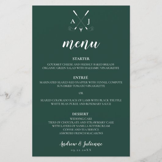 エメラルドグリーンモダンモノグラム結婚ゴルフ (正面)