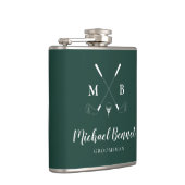 エメラルドグリーンモダンモノグラム結婚ゴルフ フラスク (右)