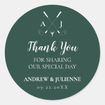 エメラルドグリーンモダンモノグラム結婚ゴルフ