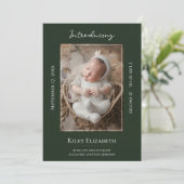 エメラルドグリーンモダン写真誕生のお知らせ 案内状 (スタンド正面)