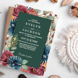 エメラルドグリーンモダン素朴結婚秋 招待状