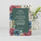 エメラルドグリーンモダン素朴結婚秋 招待状 (スタンド正面)