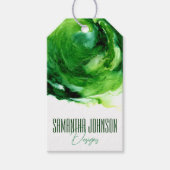エメラルドグリーンモダン衣類事業つるラベル ギフトタグ (正面)