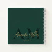 エメラルドグリーンモダン金ゴールドカスタムモノグラムミニマル ノートブック (裏面)