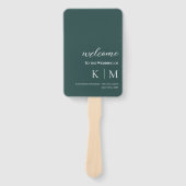 エメラルドグリーンモダン – モノグラム – 結婚式 プログラム- ハンドファン (正面)