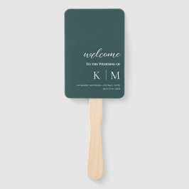 エメラルドグリーンモダン – モノグラム – 結婚式 プログラム- ハンドファン