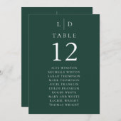 エメラルドグリーンモノグラムテーブル番号座席表 招待状 (正面/裏面)