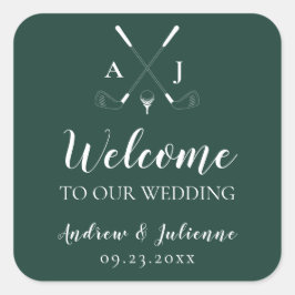 エメラルドグリーンモノグラム結婚ゴルフウェルカムバッグ スクエアシール
