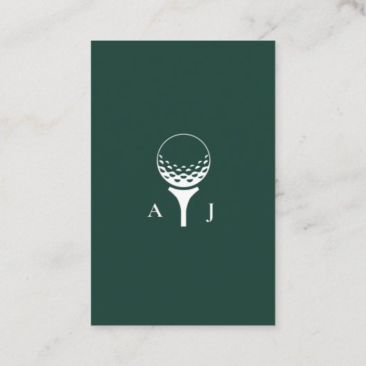 エメラルドグリーンモノグラム結婚ゴルフスパーカーラベル 名刺 (裏面)