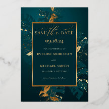 エメラルドグリーンモンステラ金ゴールドフォイルは日付を保存