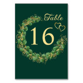 エメラルドグリーンユーカリリースジュエルト結婚ーン テーブルナンバー (裏面)