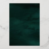 エメラルドグリーンラインアートアーチ結婚バタフライ金ゴールド 箔招待状 (裏面)