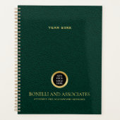 エメラルドグリーンラウンドロゴ名プロフェッショナル プランナー手帳 (正面)
