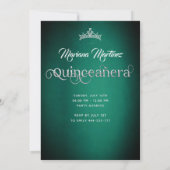 エメラルドグリーンラグジュアリーシックなスパークルドレスカーンス 招待状 (裏面)