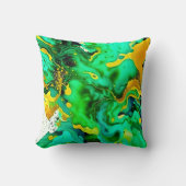 エメラルドグリーンリキッドアート装飾用クッション クッション (正面)