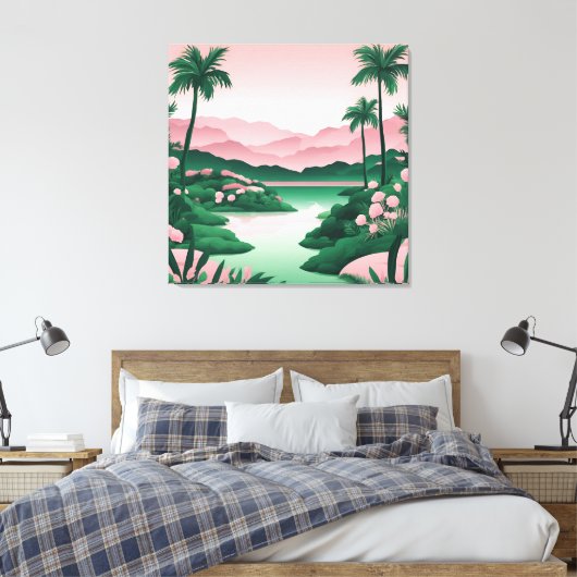 エメラルドグリーンリトリートAI art キャンバスプリント (インサイチュ (寝室))