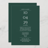 エメラルドグリーンリハーサルのディナーデート 招待状 (正面/裏面)