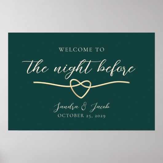 エメラルドグリーンリハーサルディナーウェルカムサイン ポスター (正面)