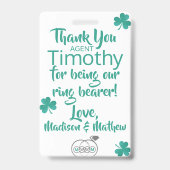 エメラルドグリーンリングや輪ベアラセキュリティバッジ バッジ (Back)