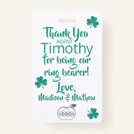 エメラルドグリーンリングや輪ベアラセキュリティバッジ バッジ (裏面)