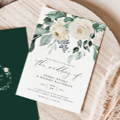エメラルドグリーンリーエレガントな結婚式 招待状