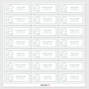 エメラルドグリーンリービークレストモノグラムゲストアドレス シール