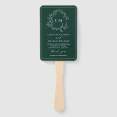 エメラルドグリーンリーピークレストモノグラム結婚式 プログラム ハンドファン (正面)