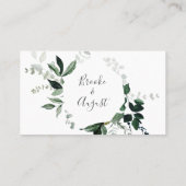 エメラルドグリーンリー結婚フラット プレイスカード (裏面)