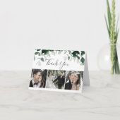 エメラルドグリーンリー3写真折り畳みサンキューカード サンキューカード (正面)