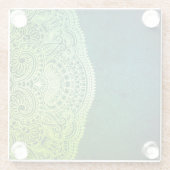 エメラルドグリーンレース ガラスコースター (裏面)