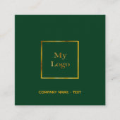 エメラルドグリーンロゴQRコードモダン スクエア名刺 (正面)