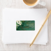 エメラルドグリーンロマンチックフローラ差出人住所ラベル ラベル (インサイチュ)