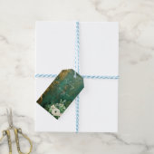 エメラルドグリーンロマンチック結婚フローラ ギフトタグ (より糸付き)