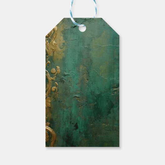 エメラルドグリーンロマンチック結婚フローラ ギフトタグ (裏面)