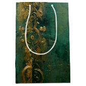 エメラルドグリーンロマン結婚ティック ミディアムペーパーバッグ (正面)