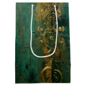 エメラルドグリーンロマン結婚ティック ミディアムペーパーバッグ (裏面)