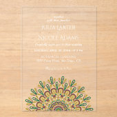 エメラルドグリーンワイルドアマゾン森林結婚曼荼羅 アクリル招待状 (正面)