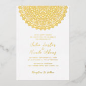 エメラルドグリーンワイルドアマゾン森林結婚曼荼羅 箔招待状 (正面)