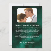 エメラルドグリーンワイルドフラワーフォト結婚ズ サンキューカード (裏面)