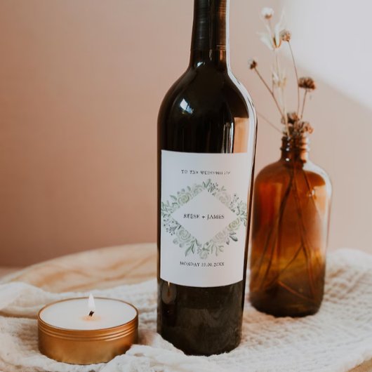 エメラルドグリーンワインボトルラベルテンプレート ワインラベル