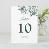 エメラルドグリーンヴィンテージテーブル番号カード 招待状 (スタンド正面)